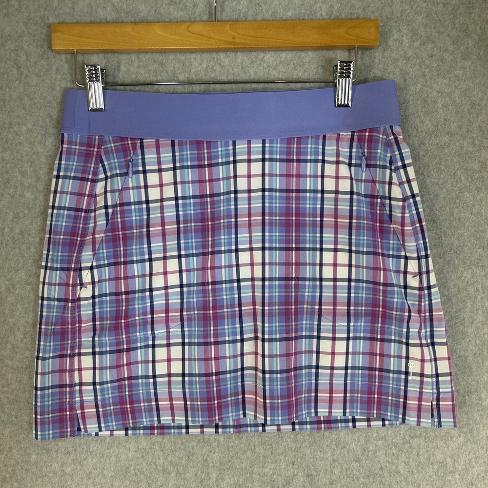 Belyn Key Longline City Skort Womens XS Purple Plaid Golf Athletic Tennis‎ Skirt
